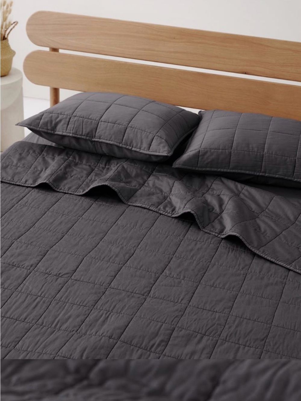 Pact Charcoal Quilted Bedspread with Matching Shams